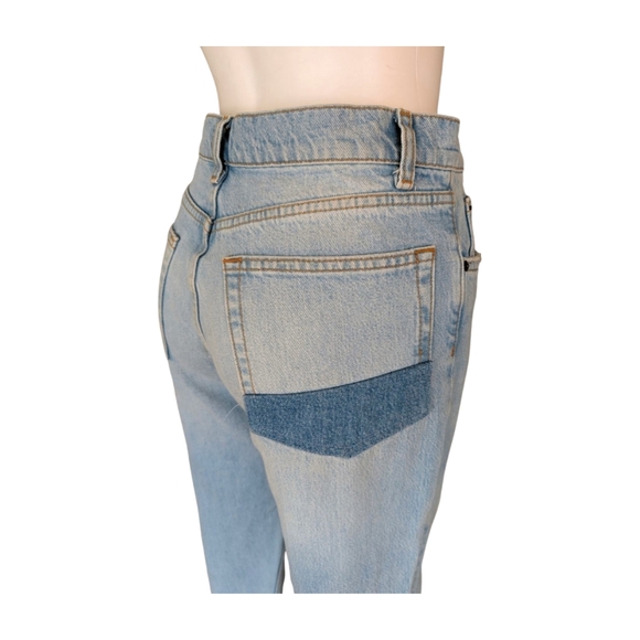 REFORMATION Cynthia Patch High Rise Straight Leg Jeans Tahoe Wash Size 29 - Picture 6 of 13